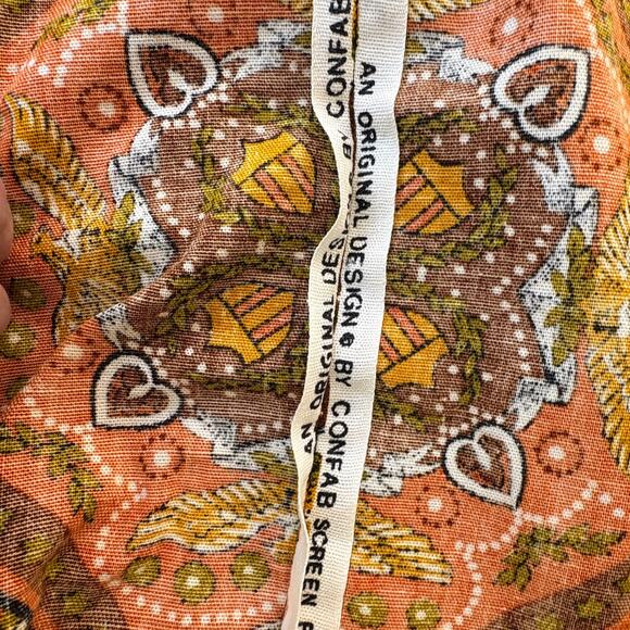 Vintage 1970s 86" Round Tablecloth Patriotic Americana Print Ships Eagles Autumn - Picture 9 of 9